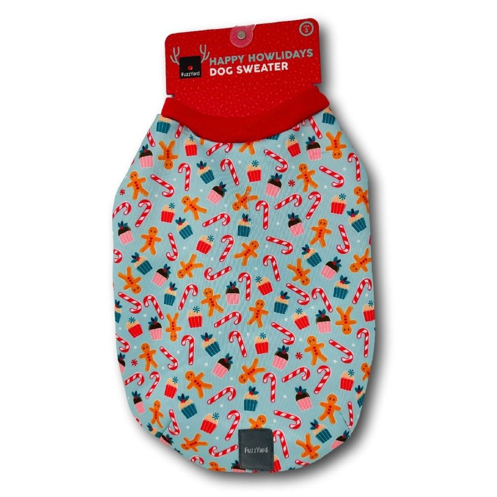 Fuzz Yard Happy Howlidays Gingerbread Treats Green Dog Wrap Vest Size 3